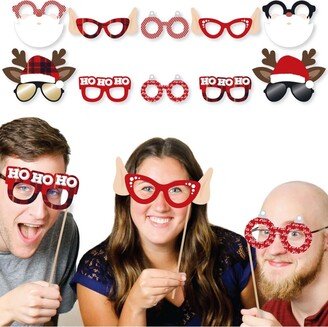 Big Dot of Happiness Jolly Santa Claus Glasses - Paper Christmas Party Photo Booth Props Kit - 10 Ct