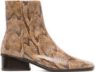 Rise snakeskin-print leather ankle boots