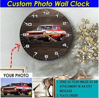 Super Stock Car Racing Personalized Wooden Wall Clock, Drag Gift, Funny Car, Dirt Track Racing, Dragster, Drifting Hot Rod