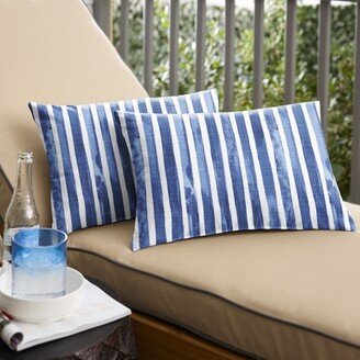 Humble + Haute Blue and White Stripe Indoor/Outdoor Knife Edge Lumbar Pillows