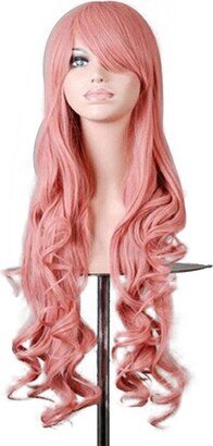 Unique Bargains Women's Curly Wigs with Wig Cap 31 Pink