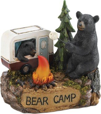 12.25 Black and Beige Camping Bear Family Light Up Figurine