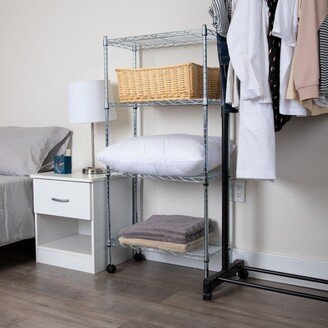 No 4-Tier Metal Adjustable Storage Rack with wheels,Silver