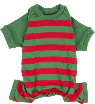 Leveret Dog Cotton Pajama Striped Red and Green - Red Green