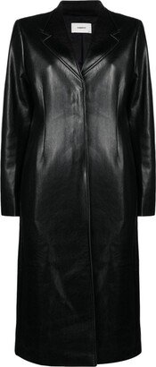 Faux-Leather Midi Coat