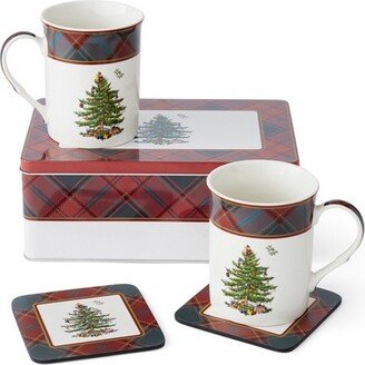 Christmas Tree Tartan 5 Piece Mug and Tin Set