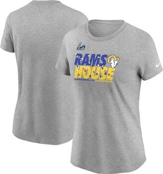 Women's Heathered Gray Los Angeles Rams Super Bowl Lvi Champions Confetti T-shirt