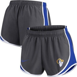 Women's Charcoal Los Angeles Rams Logo Performance Tempo Shorts