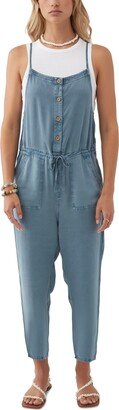 Juniors' Francina Button-Front Straight-Leg Overalls