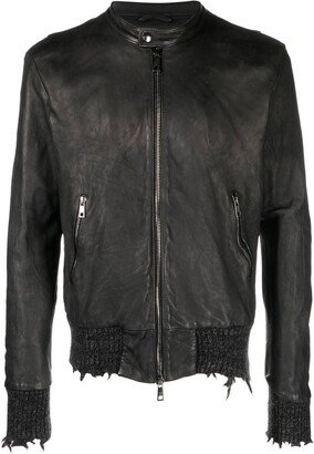 Zip-Up Leather Jacket-BG