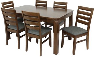 Sunnydaze Decor Dorian 7-Piece Wooden Dining Table and Chair Set