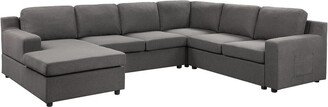 Cas 120 Inch 6 Seater U Shape Sectional Sofa with Left Arm Chaise, Gray