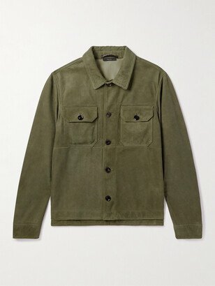 Leather-Trimmed Suede Blouson Jacket