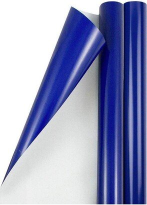 JAM Paper & Envelope JAM PAPER Royal Blue Glossy Gift Wrapping Paper Roll - 2 packs of 25 Sq. Ft.