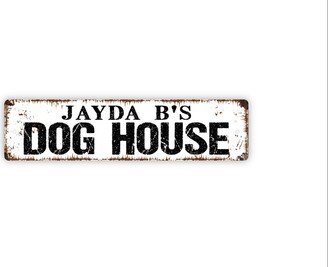 Personalized Dog House Sign - Puppy Pup K9 Doggy Crate Kennel Rustic Street Or Door Name Plate Plaque