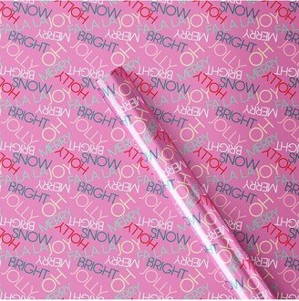 25 sq ft Holiday Text Christmas Gift Wrap Pink - Wondershop™