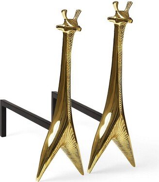 Brass Giraffe Andirons-AA