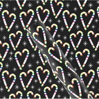 50 sq ft Rainbow Candy Cane Print Pride Christmas Gift Wrap Black - Wondershop™