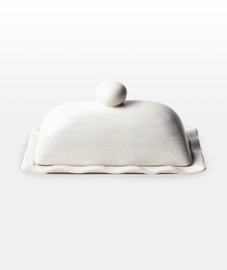 Signature White Ruffle Domed Butter Dish