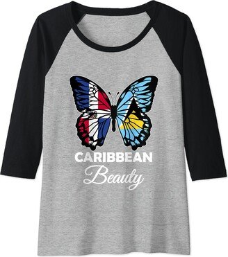 Saint Lucia and Dominican Republic Mix Caribbean Beauty St Lucia and Dominican Lucian Domincana Raglan Baseball Tee