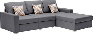 Meg 96 Inch 3 Seater Right Face Sectional Sofa Set, Reversible Chaise, Gray