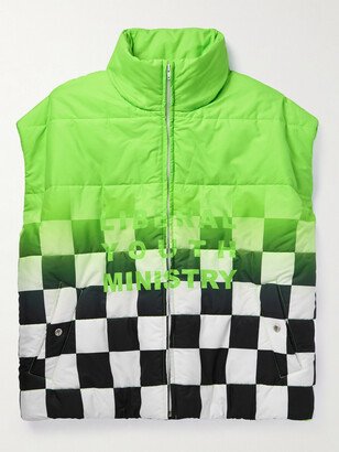 Printed Checked Shell Down Gilet