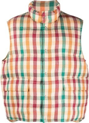 Walker check-print down gilet