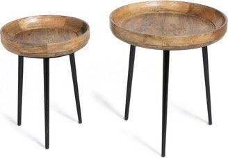 Nested Wood and Iron Occasional Tables, Set of 2 - 18.5L x 18.5W x 20.25H