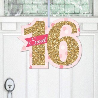 Big Dot Of Happiness Sweet 16 - Hanging Porch 16th Birthday Party Outdoor Front Door Decor 1 Pc Sign