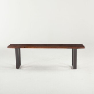 Belfrie Cast Iron Acacia Live Edge Dining Bench