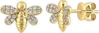 14K Yellow Gold Bee Diamond Stud Earrings - 0.21ct.