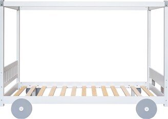 Pein Twin Size Canopy Car-Shaped Platform Bed