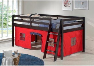 Roxy Twin Junior Loft Solid Wood Bed with Playhouse Tent