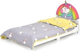 Children Twin Size Upholstered Platform Single Bed-AA