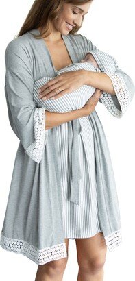 Nursing/Maternity Dress, Robe & Baby Wrap Set