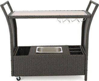 Bahama Wicker Bar Cart - Gray