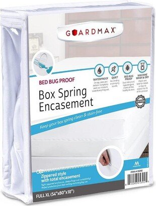 Guardmax Waterproof Full XL Box Spring Encasement Protector with Zipper- White