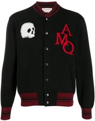 Skull Intarsia Bomber Jacket