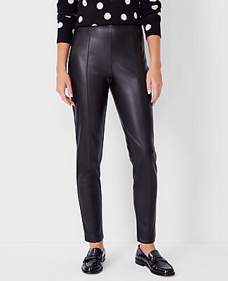 The Seamed Side Zip Legging in Faux Leather