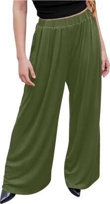 generic Today 2023 Beauty Women's Cargo Pants Solid Color Elastic Waist Cotton Hemp Versatile Straight Tube Loose Comfy Wide Leg Pants