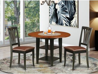 Sudbury Dining Set - a Round Kitchen Table And Dinette Chairs - Black and Cherry Finish-AA