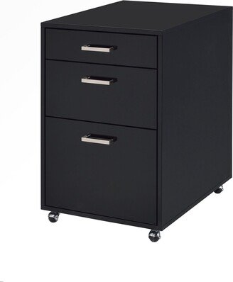 18W Rolling Black File Cabinet with 3 Drawers