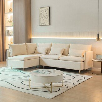 RASOO Modular L-Shaped Corner Sofa, Left Hand Facing Cotton Linen Upholstered Sectional Couch