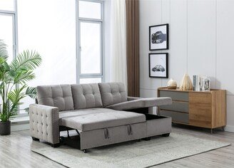 IGEMANINC Reversible Sectional Sofa Pull out Sleeper Sofa Bed L-shape 3 Seat Sectional Storage Chaise