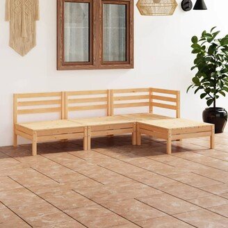 4 Piece Patio Lounge Set Solid Pinewood - 25 x 25 x 24.6