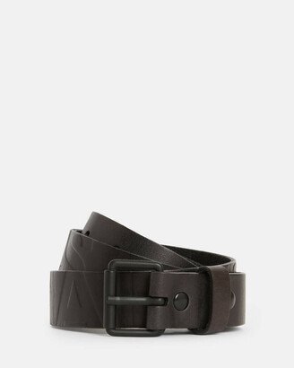 Underground Embossed Leather Belt - Black