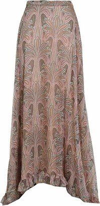 All-Over Palm Tree Printed Maxi Skirt-AA