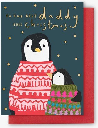 Stop the Clock Design Daddy Penguins in Jumpers Christmas Card