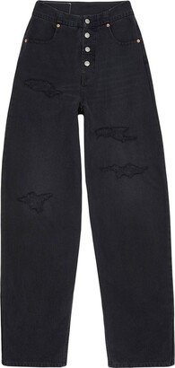 High-Waisted Button-Fastening Trousers