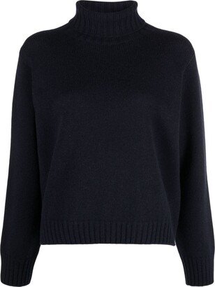 Roll-Neck Ribbed-Knit Brushed Jumper